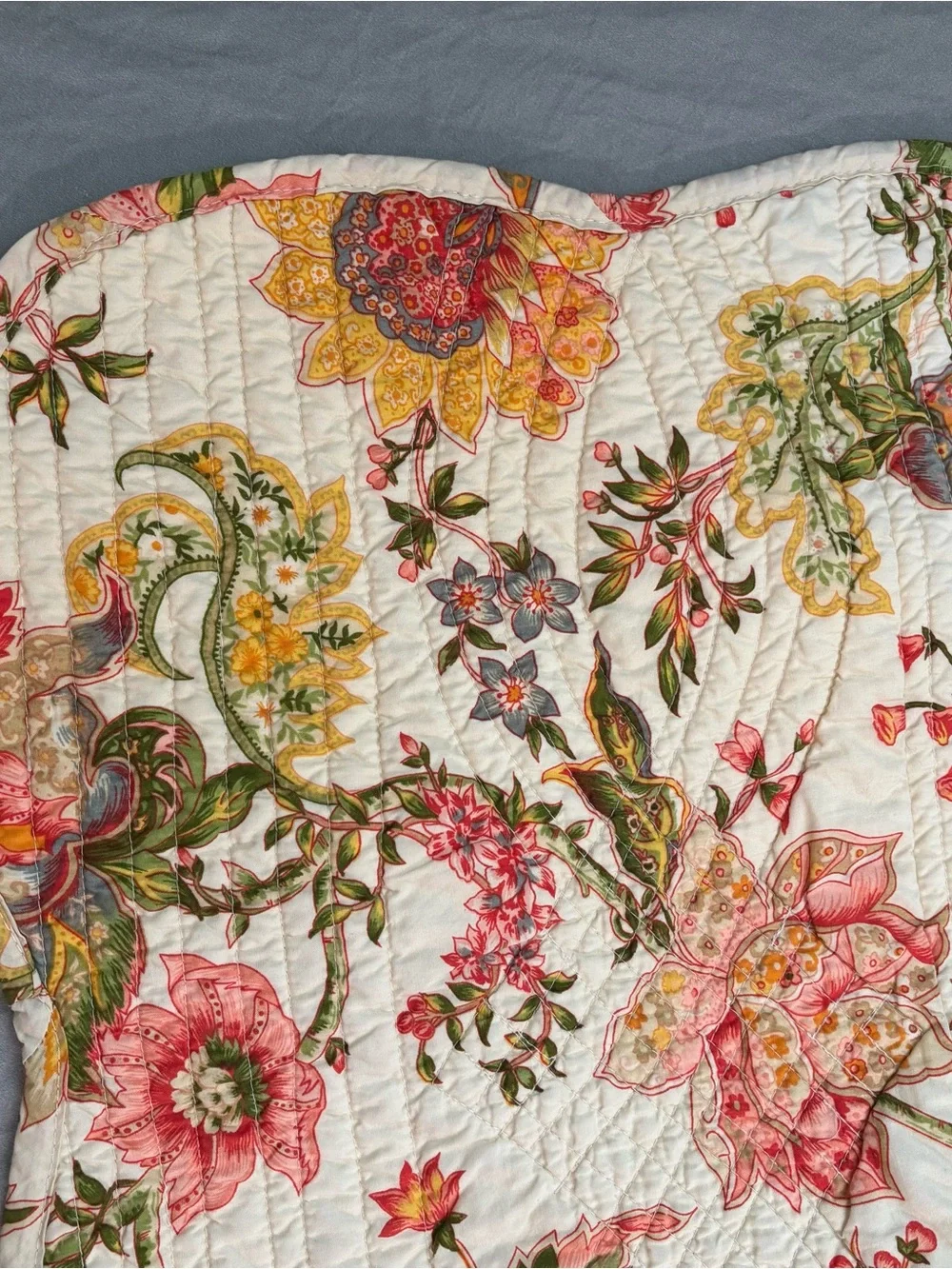 Embroidery Kantha Quilt Bedspread Floral Boho Gypsy Blanket Reversible 66x64”